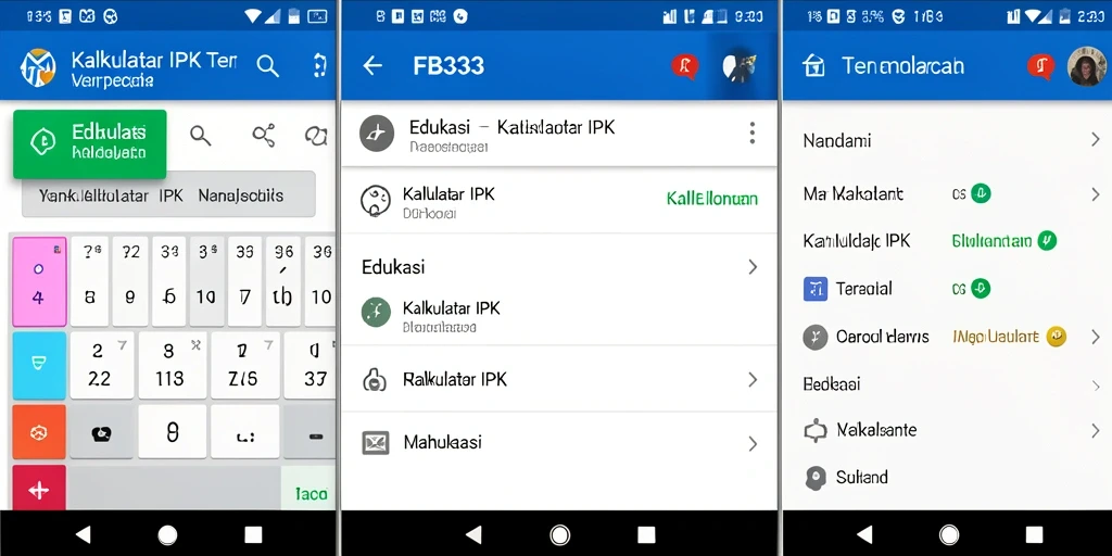 Antarmuka aplikasi FB333 untuk kalkulasi IPK yang sederhana.