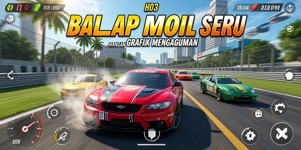 Antarmuka H03 menampilkan aksi balap mobil yang mendebarkan dan grafik yang menawan.