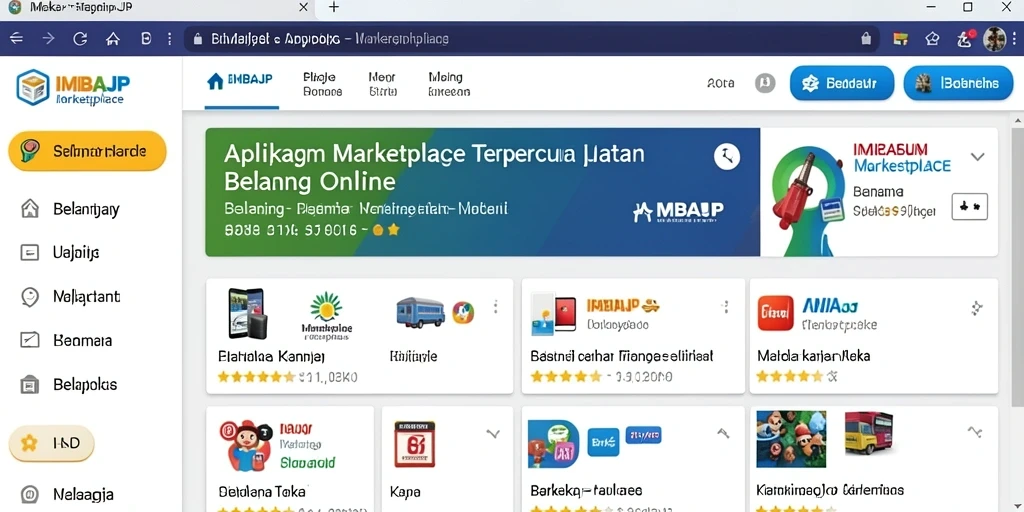 Tampilan antarmuka aplikasi IMBAJP yang memudahkan navigasi Marketplace.