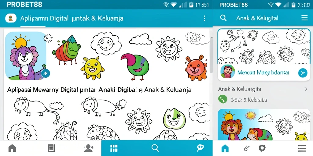 Antarmuka aplikasi PROBET88 yang ceria dan ramah anak.