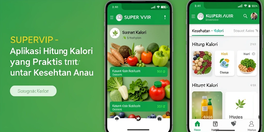 Antarmuka aplikasi SUPERVIP yang intuitif untuk menghitung kalori.